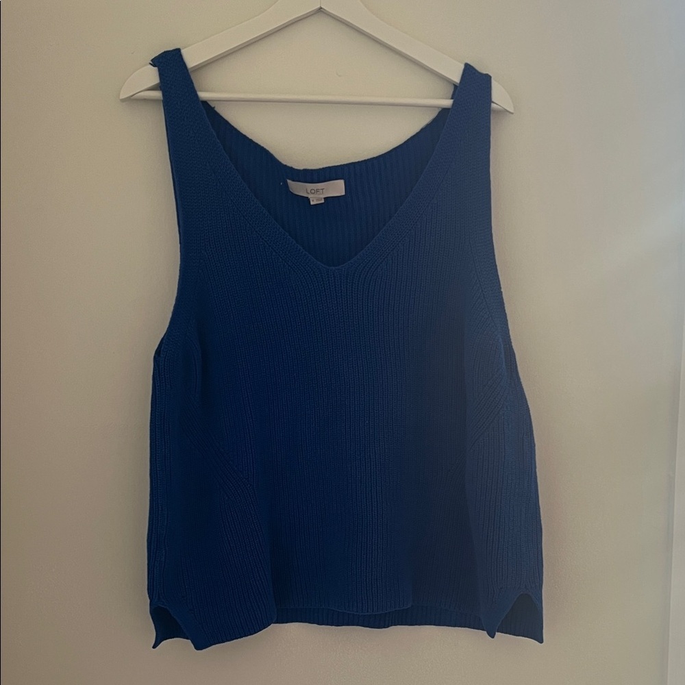 LOFT Women's Deep Blue Sleeveless Knit Top